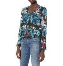 Guess Women  Size Large Hibiscus Jungle Printed Peplum Mid Button Up Top NEW - £18.82 GBP