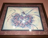 HOMCO by F Buckley an Angel on Top of Heart Wreath of Pink Roses Paintin... - $185.11