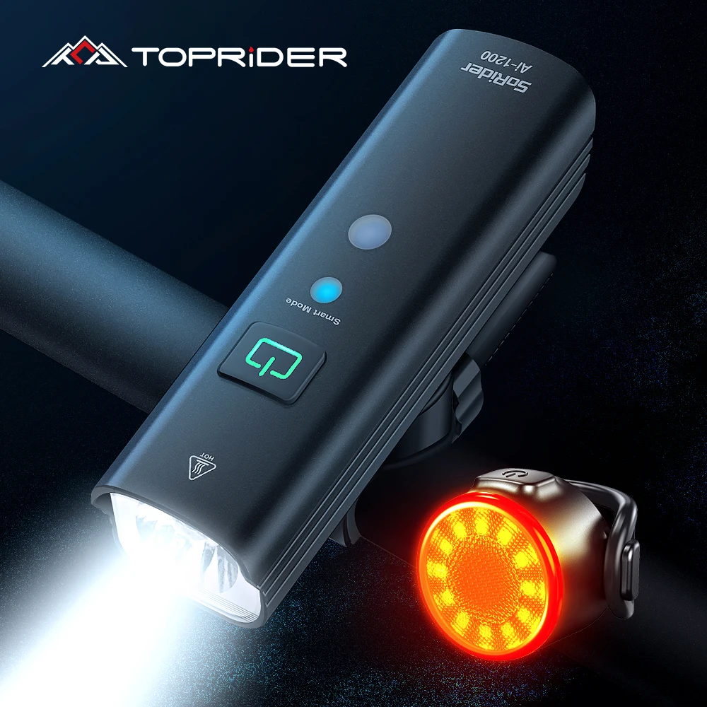Toprider Bicycle Light 1200LM T6 Led Rechargeable Set Road Mtb Bike Front Back - £18.36 GBP+