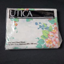 Vintage Twin Fitted Bed Sheet Utica by J.P. Stevens Percale Lace &amp; Flowers 1981 - £13.93 GBP