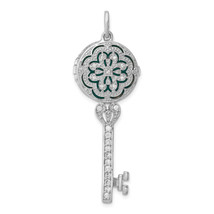 Silver  CZ Filigree Enameled Top Key Locket Pendant QP2035 - £73.19 GBP