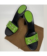 Gucci Horsebit Size 9,5/40 Green Patent Leather Heel Sandal - $4,320.95 MXN