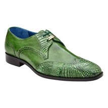 Belvedere Shoes Antonio Genuine Alligator & Italian Calf Wing-tip Emerald R98 image 9