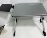 Aluminum Laptop Table / Lap Stand w/ Side Tray, Cup Holder, Silver 14 x ... - $29.95