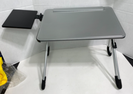 Aluminum Laptop Table / Lap Stand w/ Side Tray, Cup Holder, Silver 14 x ... - $29.95