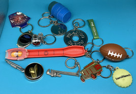 LOT of 12 Vintage Key Chain Key Ring FOBs Beer Budweiser Elle Franco Sar... - £11.20 GBP