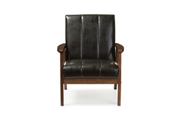 Ghina Black Faux Leather Wooden Lounge Chair - $227.00