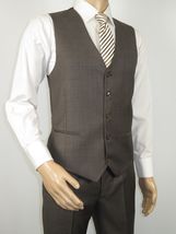 Men Suit BERLUSCONI Turkey 100% Italian Wool Super 180's 3pc Vested #Ber6 Brown image 7