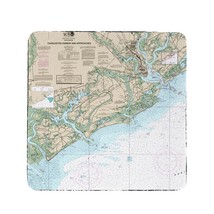 Betsy Drake Charleston Harbor and Approaches, SC Nautical Map Coaster Set of 4 - £28.12 GBP