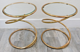 Pair of Spiral Glass and Brass Side Tables by Leon Rosen for The Pace Co... - $17,216.14 MXN