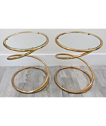 Pair of Spiral Glass and Brass Side Tables by Leon Rosen for The Pace Co... - $16,683.95 MXN