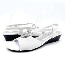 Laura Scott Womens 8 Ola Sandal Open Toe Light Gray Silver Wedge Summer Wedding - £11.64 GBP