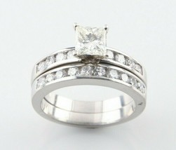 Platine Two-Ring Diamant Mariage Ensemble W / 0.70 CT Taille Princesse S... - $53,952.44 MXN