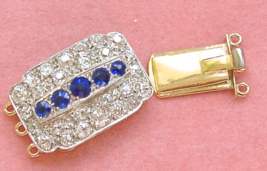 Antique Art Deco 1.9ctw Diamond Sapphire 1-3 Strand Bracelet Necklace Clasp 1930 - £2,547.15 GBP