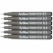 Artline Drawing Fineliner Pens, Drawing System, Set of 6 Pens (0.1 mm, 0.2 mm, 0 - £11.33 GBP