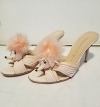 Charlotte Olympia Poodle Stiletto Heels Feather Mules Sandals 36.5 6.5 P... - $175.00
