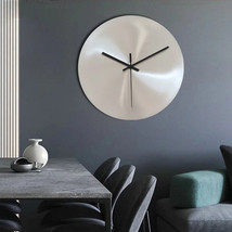 Modern Minimalist Industrial Style Silver Living Room Wall Clock Without Numbers - $78.21