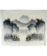 Oil/Acrylic Painting Oriental Sampan Landscape Original Art Canvas Signe... - £20.03 GBP