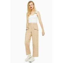 TOPSHOP Tan Utility Pants High Rise Wide Leg Cropped Pants Trousers Sz 6 US NEW - $47.20