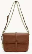 Fossil Edelyn Crossbody Medium Brown Leather Chain Trim SHB2846210 NWT $180 FS Y - £74.14 GBP