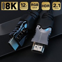 Braided Optical Fiber 3Ft Hdmi 2.1 Cable 10K@120Hz Hdr10 Uhd 48Gbps Utra... - $24.37