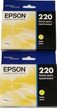 Epson 220 Yellow T220420 Ink Cartridge Genuine New Sealed Lot of 2  - £14.87 GBP