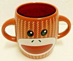 Sock Monkey Coffee Mug Double Sided Two Handles Ceramic - £7.46 GBP
