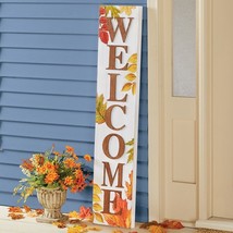 WELCOME Porch Sign Fall Autumn Leaves Wooden Leaning Wall Hanging Autumn Decor - £19.96 GBP