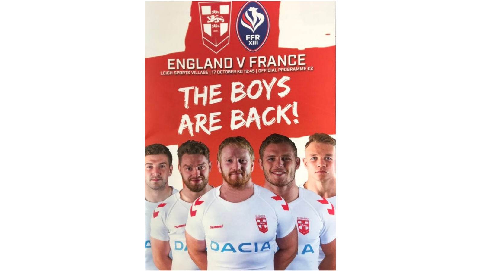 2018 Test: England v France at Leigh Sports Village rugby league programme - $3.75