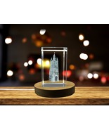 LED Base included | Kortrijk Belfry 3D Engraved Crystal Gift - Exquisite - $36.23 CAD+