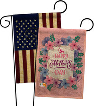 Pink Mother Day Burlap - Impressions Decorative USA Vintage Applique Garden Flag - £27.49 GBP