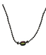 Handcrafted Black &amp; Silver Beaded Necklace With Multicolor Focal Bead Je... - €16,98 EUR