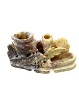 Vintage Soapstone Chinese Hand-Carved Stone Vase &amp; Pen Holder Sculpture ... - $48.00