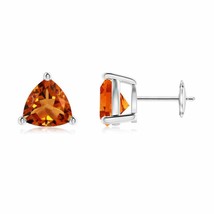 ANGARA Natural Citrine Trillion Solitaire Stud Earrings in 14K Gold (8MM) - £550.05 GBP