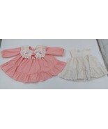 Vintage Baby Togs Girls 12 Month Candy Striped Frilly Lace Bib Dress Bow... - $25.25