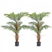 Artificial Palm Tree, 4 FT Tall Faux Plant, Secure PE Material &amp; Anti-Tip Ti... - £56.15 GBP