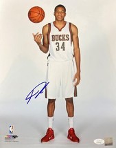 Giannis Antetokounmpo Firmado 11x14 Milwaukee Bucks Blanco Foto Bas - £144.91 GBP