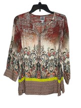Ivy Jane Women Top Paisley 3/4 Sleeve Boho Peasant Tunic Shirt Multicolor Small  - £21.01 GBP