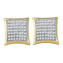 10k Yellow Gold Round Diamond Square Kite Square Screwback Earrings 1/3 Cttw - $400.00