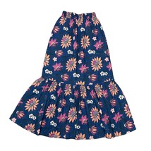 Marine Layer Corinne Batik Floral Cotton Maxi Skirt Ruffle Blue Pink - S... - $37.74
