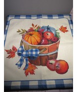 Toss Pillow Covers 2 Fall Thanksgiving Pumpkins Blue Check Zippered 17.5... - $12.77