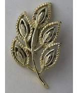 Gerrys Brooch Pin Gold Tone 2&quot; Leaf Signed Vintage - £9.00 GBP