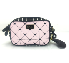 Luv Betsey Quilted Crossbody Purse Double Zip Close Black Heart Charm Used - $29.04