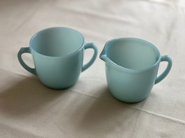 Vintage Fire-King Turquoise Blue Sugar and Creamer Set - £19.85 GBP