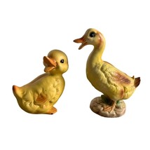 Vintage Lefton Duck Duckling Porcelain Figurine Japan Set - $23.51