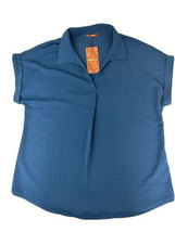 Gaharu Blouse Womens Blue Short Sleeve Sz Large colored elegant - £11.11 GBP