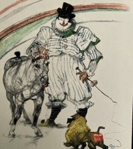 Toulouse Lautrec Clown Training Horse Monkey Circus 1967 Lithograph Matted Print - £199.88 GBP