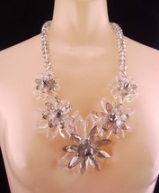 Statement necklace / Runway jewelry / crystal faceted bib / Drag queen / clear f - £123.90 GBP