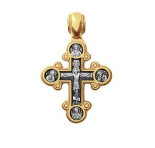 Sterling Silver 925 Gold Plated Russian Orthodox Style Crucifix Cross - £62.07 GBP