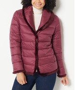 Dennis Basso Wine Faux Fur-Trim Puffer Coat M - $34.94